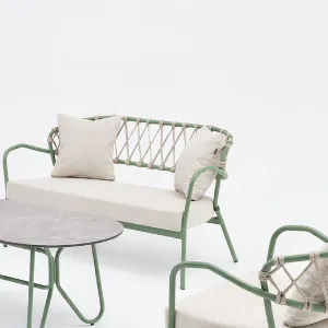 Halat Örgü Metal Bahçe Oturma Seti | Modern Dış Mekân Mobilyası