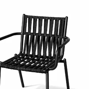 Modern İpe Örgü Metal Bahçe Sandalyesi Dış Mekan Dayanıklı Tasarım