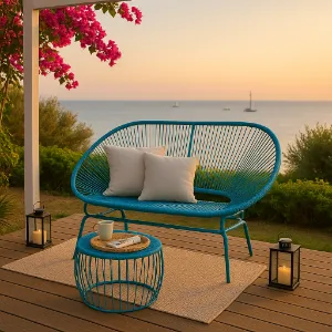 Şerit Yeşil Modern Tasarımlı Dış Mekan Bahçe ve Balkon Koltuğu