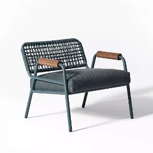 Zoe Wood Open Air Ahşap Kollu Halat Örgü Bahçe Sandalyesi