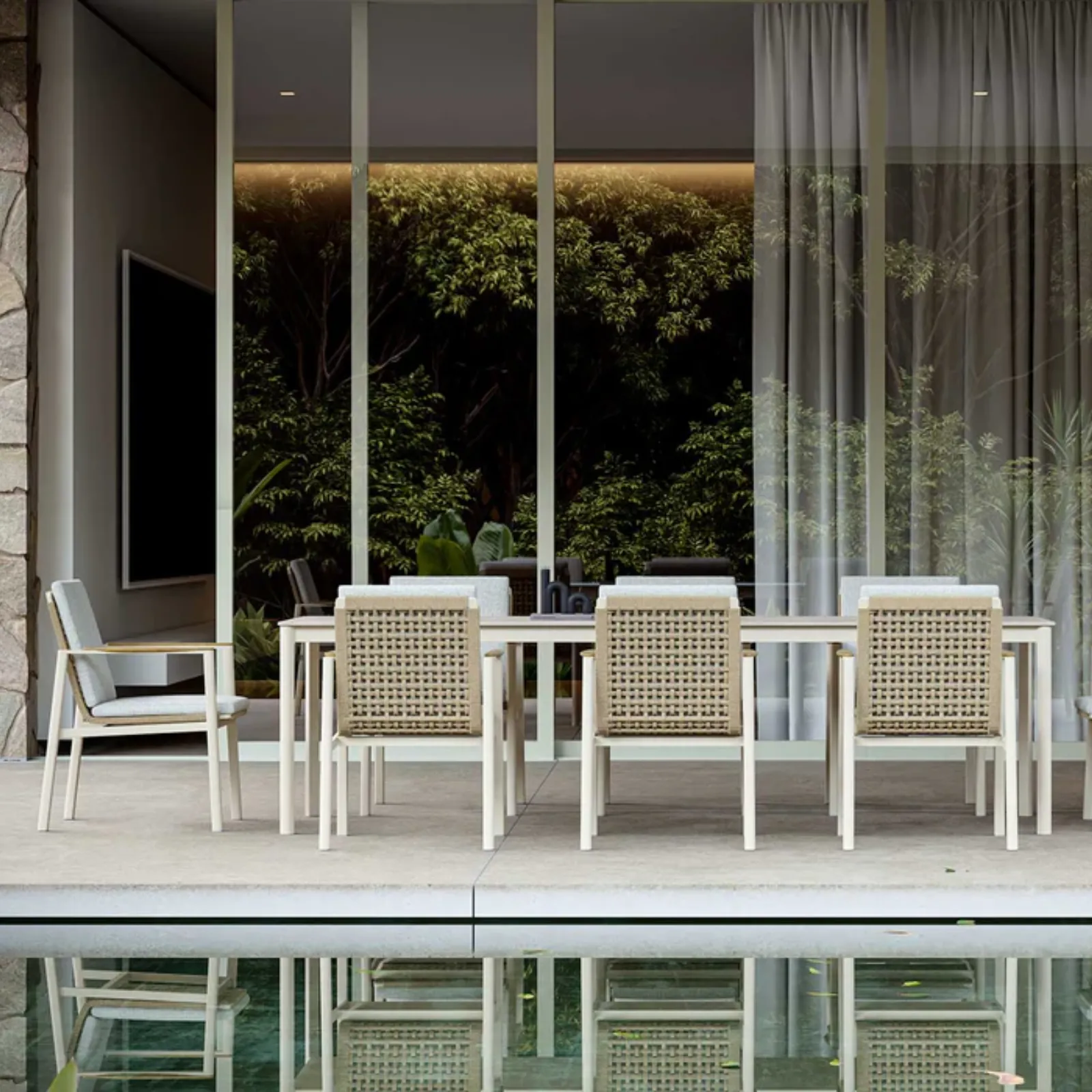 Modern Gri Alüminyum Bahçe Yemek Masası Takımı 8 Kişilik