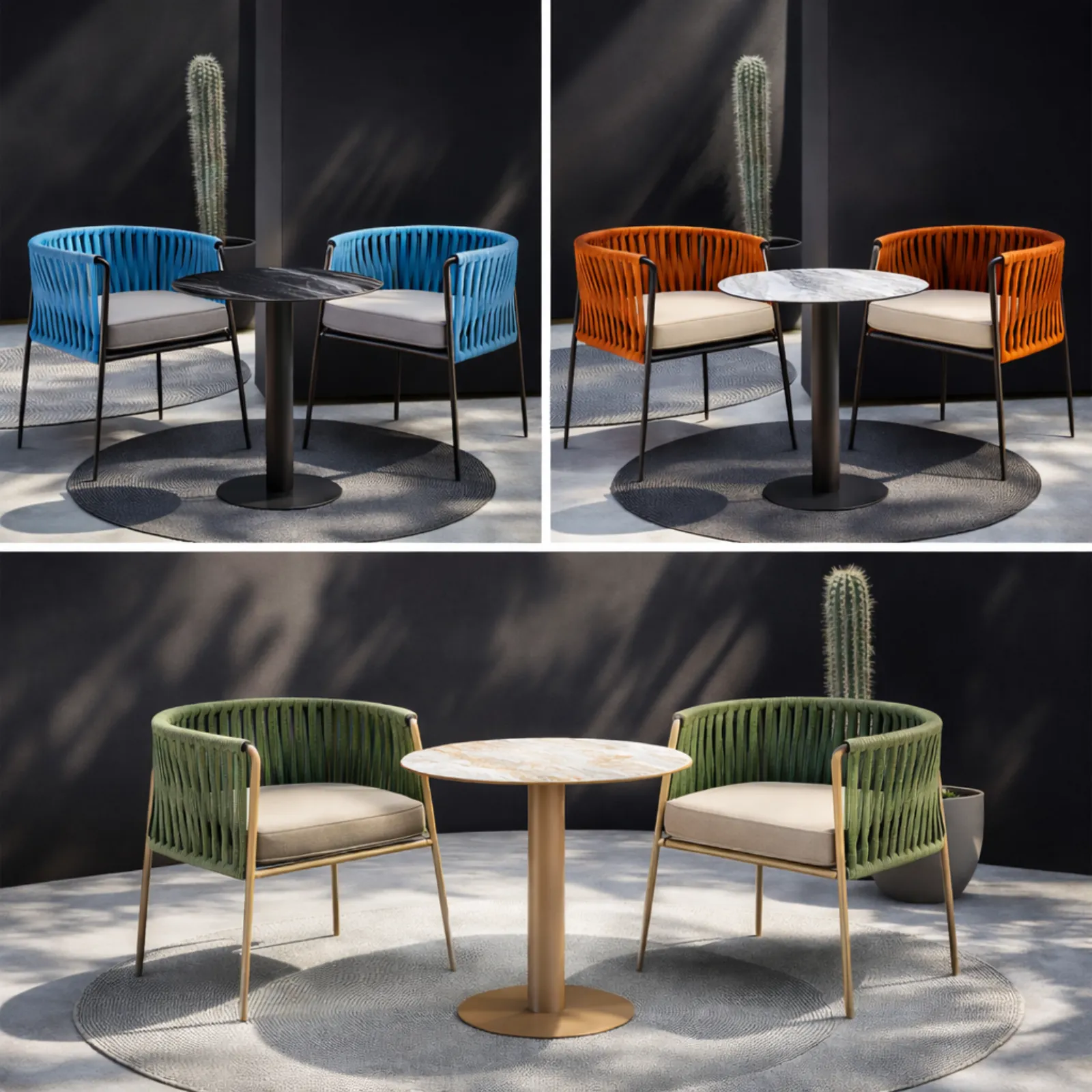 Modern Halat Örgü Bahçe Berjer Takımı – Şık ve Dayanıklı Dış Mekan Oturma Seti