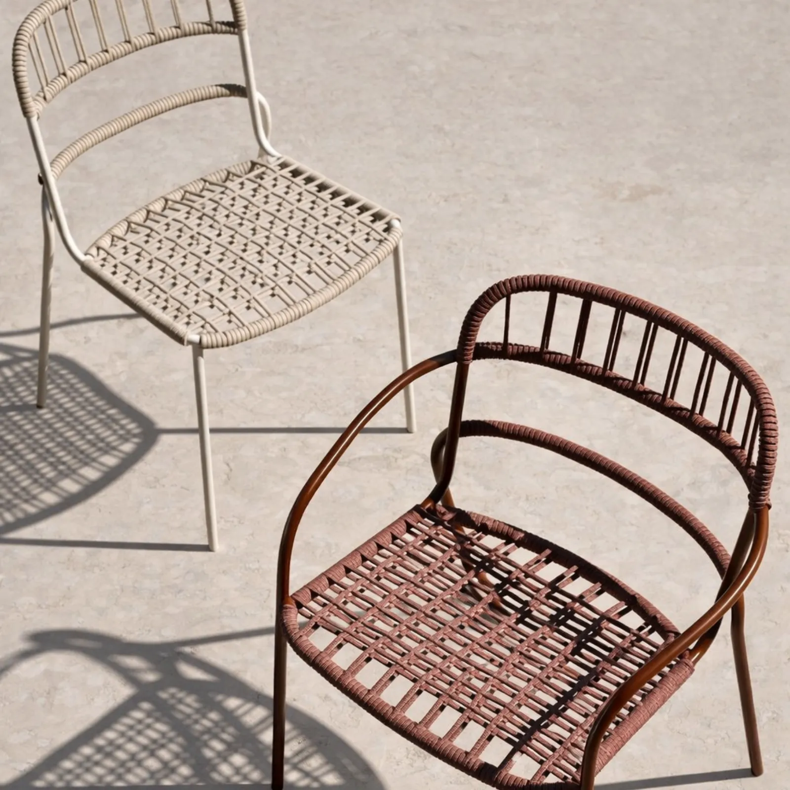 Modern Halattan Örgü Metal Cafe & Bahçe Sandalyesi | Şık ve Dayanıklı Tasarım