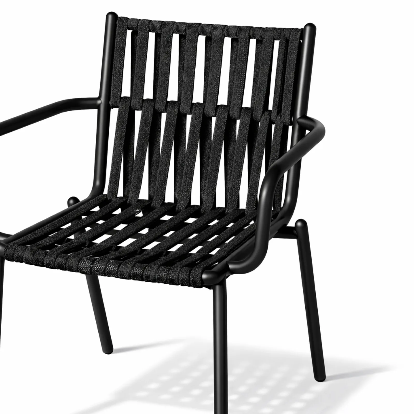 Modern İpe Örgü Metal Bahçe Sandalyesi Dış Mekan Dayanıklı Tasarım