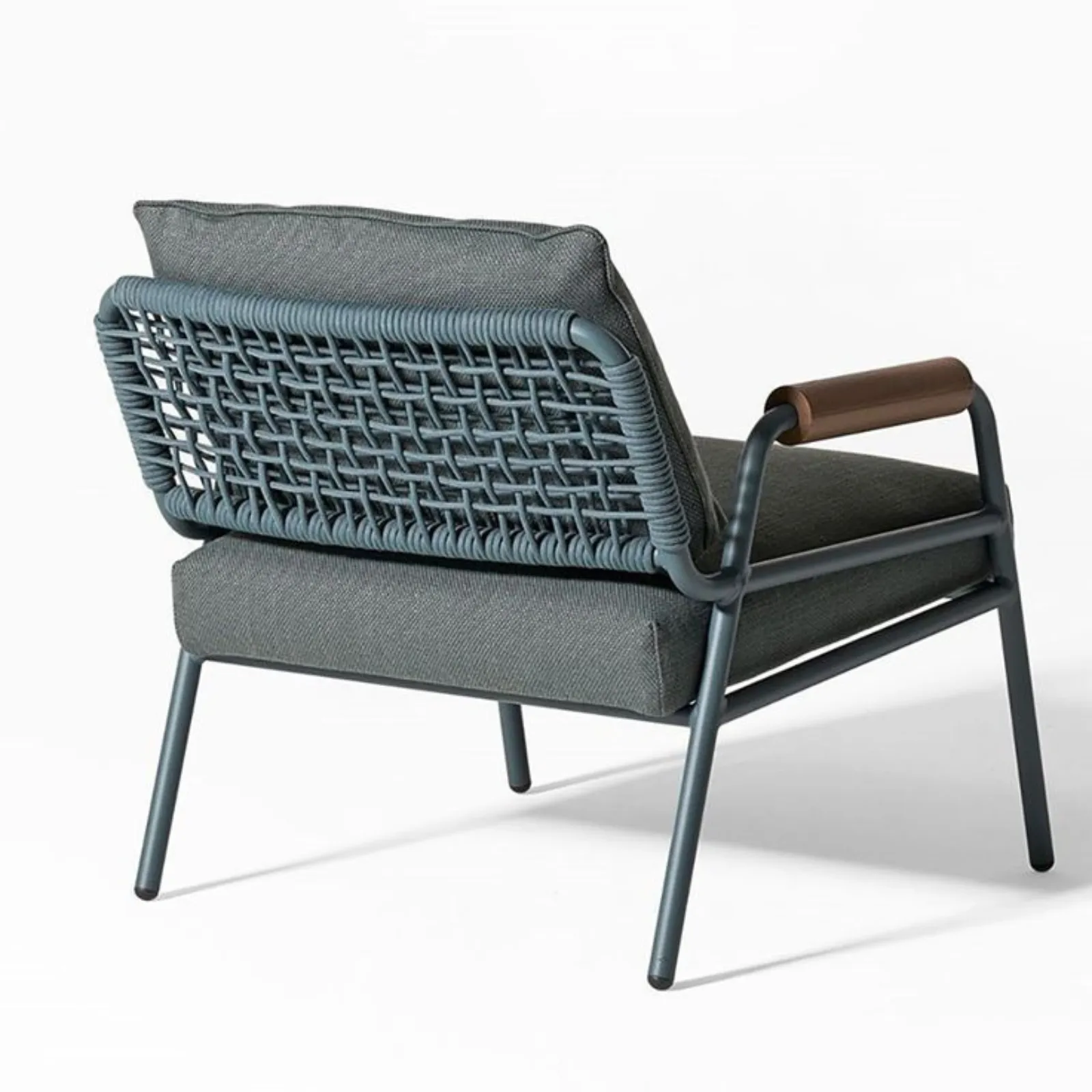 Örgü Sırtlı Metal Minderli Bahçe Koltuğu | Modern Dış Mekân Koltuğu