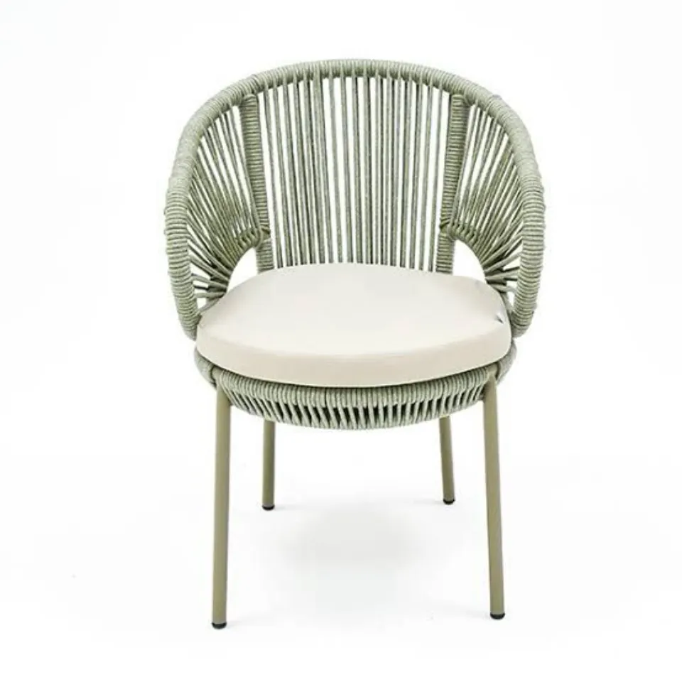 Karides Sandalye Modern İp Örgü Tasarımlı Dış Mekan Sandalyesi