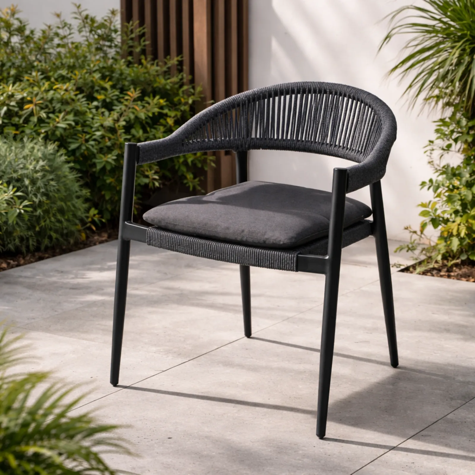 Modern Rope Bahçe Sandalyesi Minderli | Bahçe Balkon ve Teras Sandalyesi