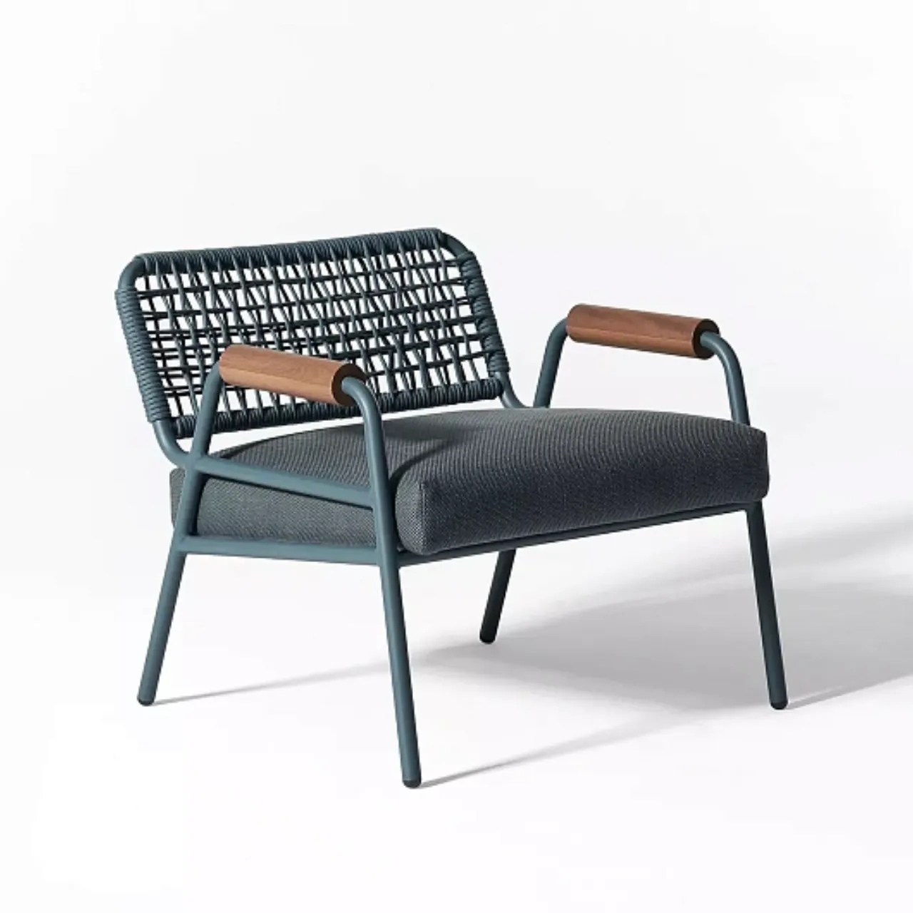 Zoe Wood Open Air Ahşap Kollu Halat Örgü Bahçe Sandalyesi